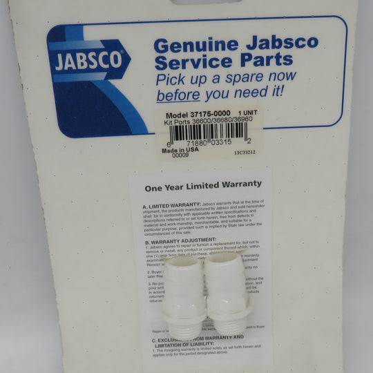 37175-0000 Jabsco Par Port Kit For 36600, 36680, 36960 THIS PART IS IN STOCK