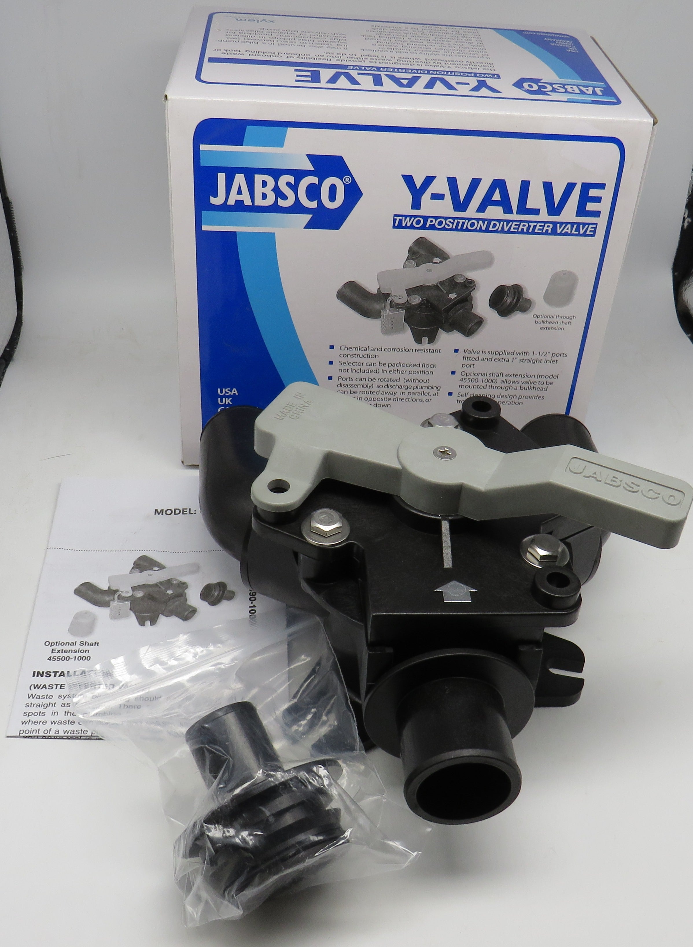 45490-1000 Jabsco Par 2 Position Diverter Y-Valve For Marine Waste Tank