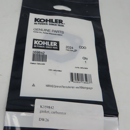 359842 Kohler Mounting Carb Gasket for Carburetor 359847 5/8/2024 THIS PART IS IN STOCK 5/8/2024