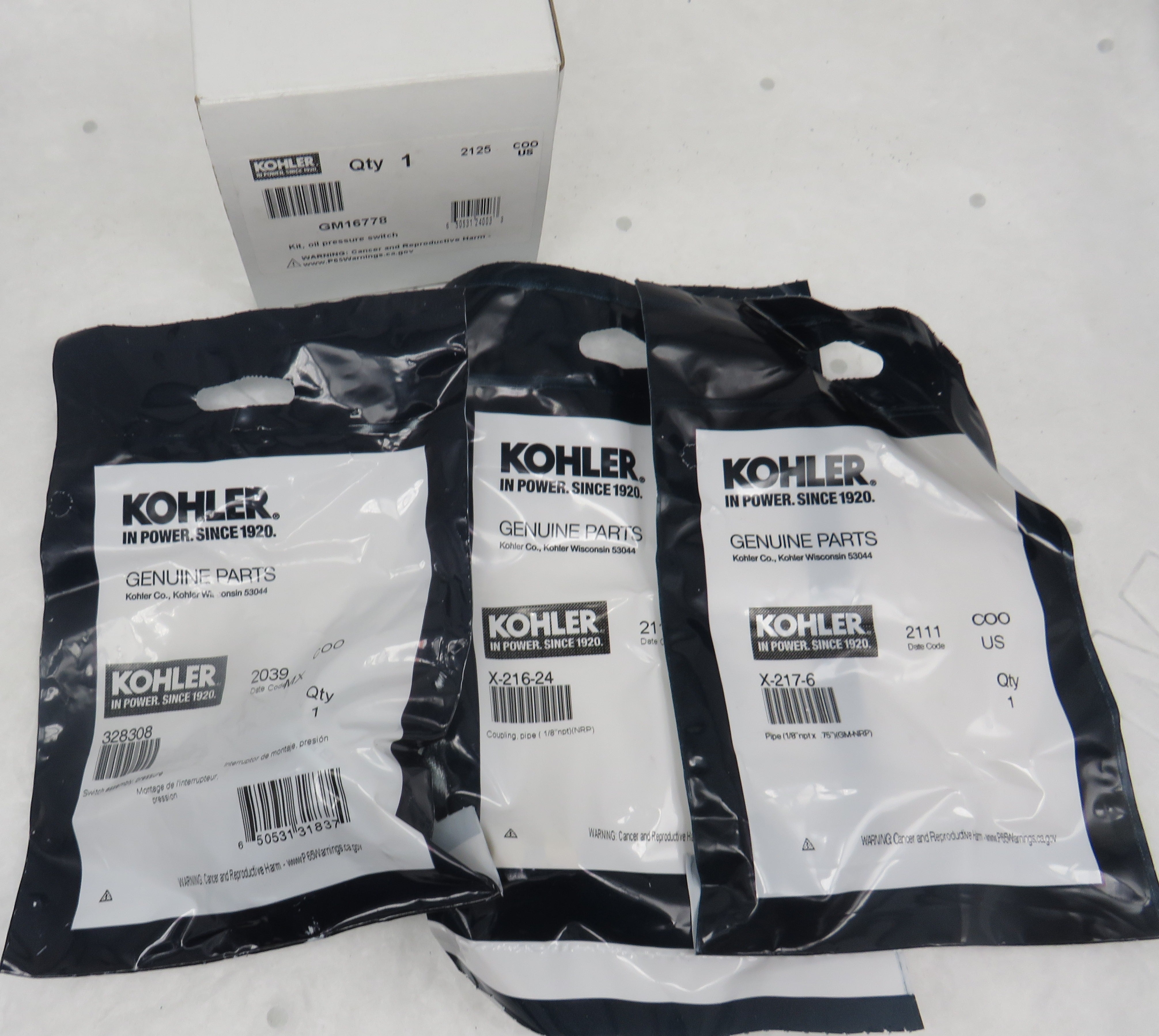 GM16778 Kohler Oil Pressure Switch Kit replaces 240978