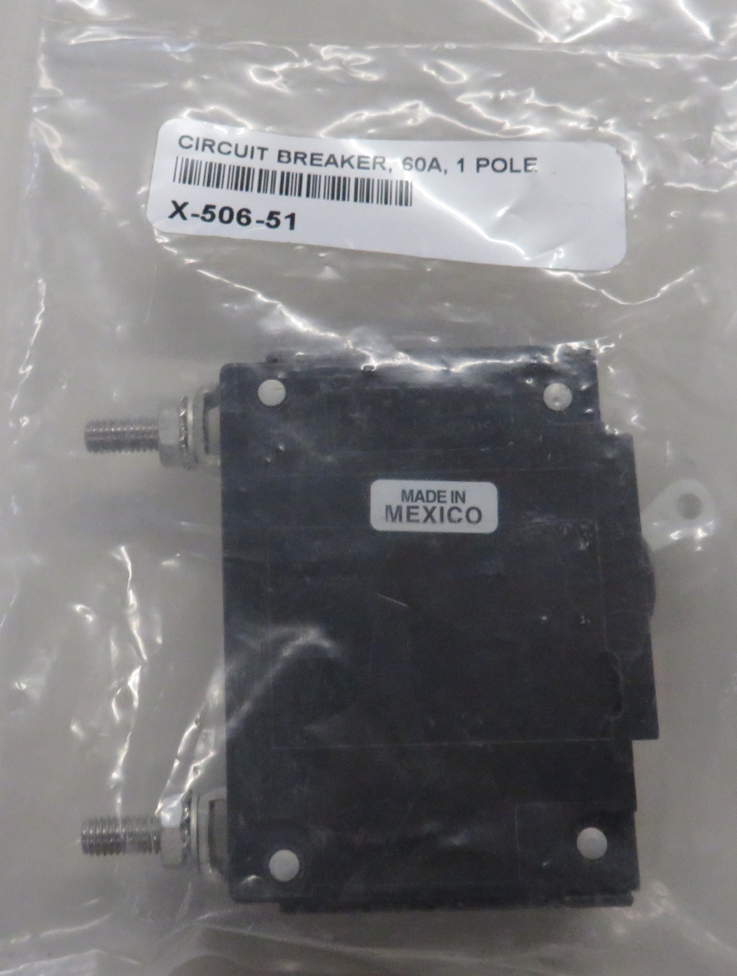 Kohler X-506-51 Circuit Breaker, 60A, 250V, 1 Pole White Handle 