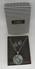 Mixit Abalone Silver-Tone Round Necklace & Earrings Set
