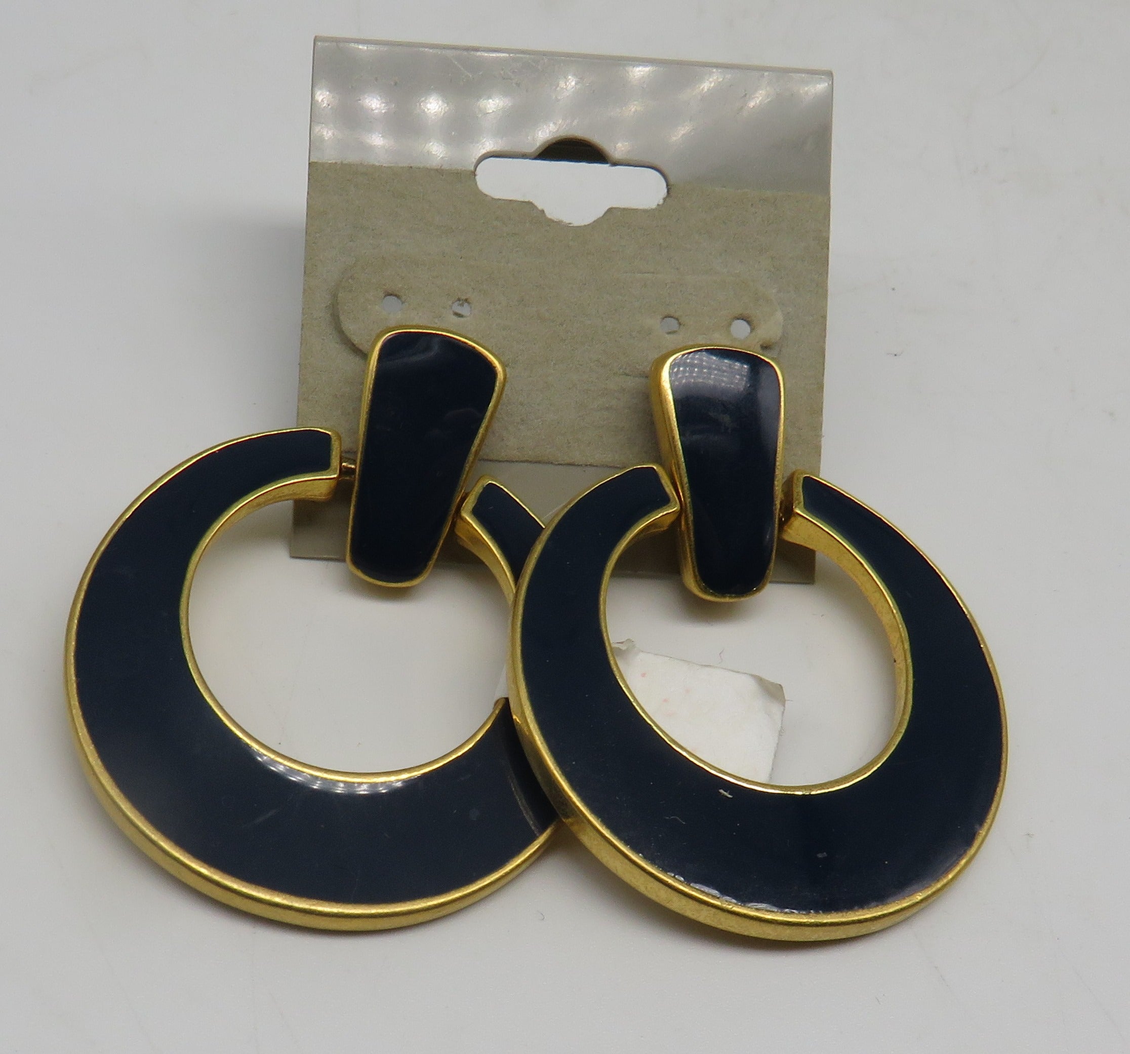 Nappier Blue And Gold Signed Post Earrings