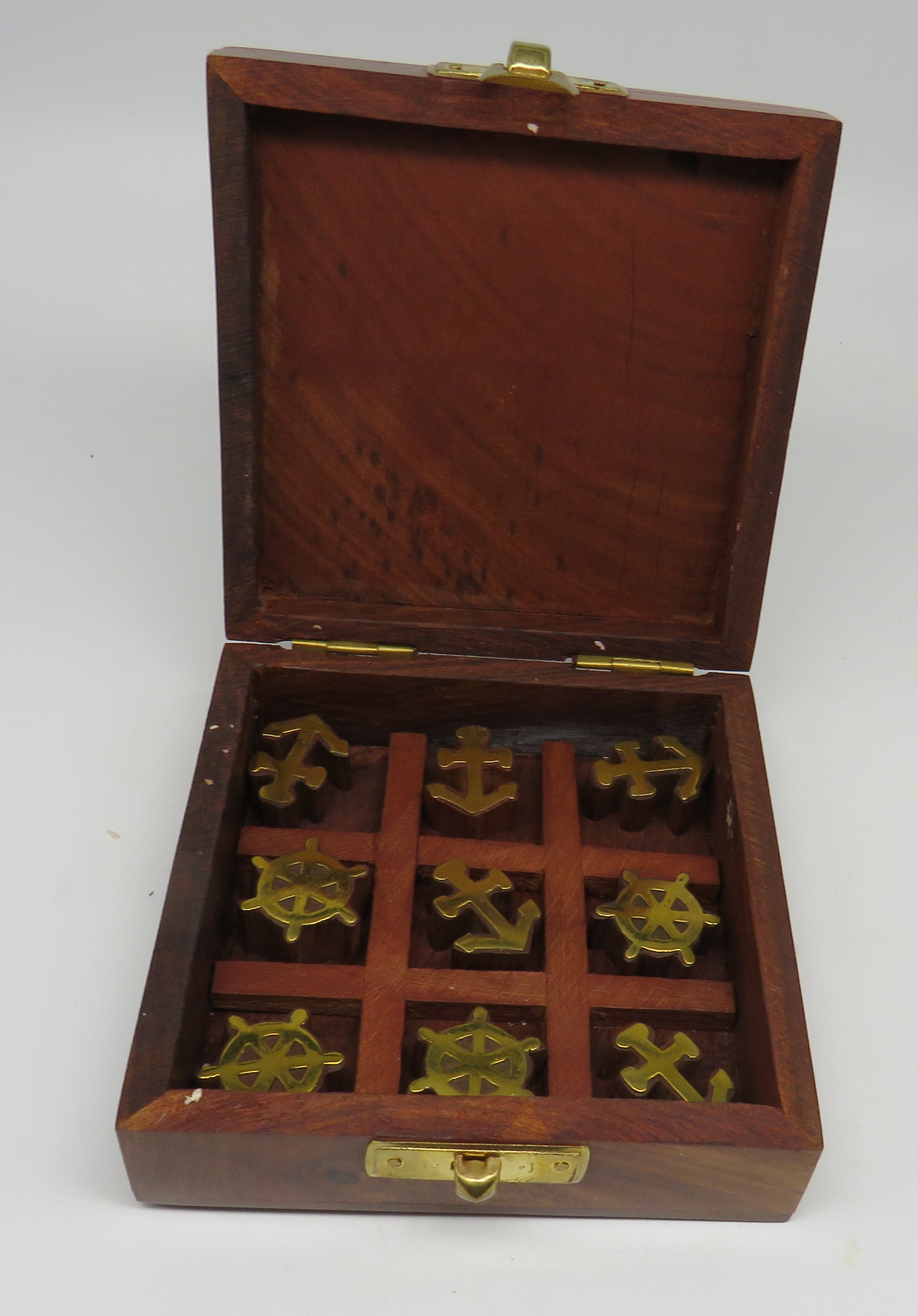 Nautical Wooden Boxed Tic-Tac-Toe Game
