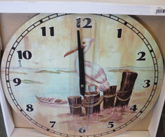 Nautical Pelican Round Clock 15 1/4