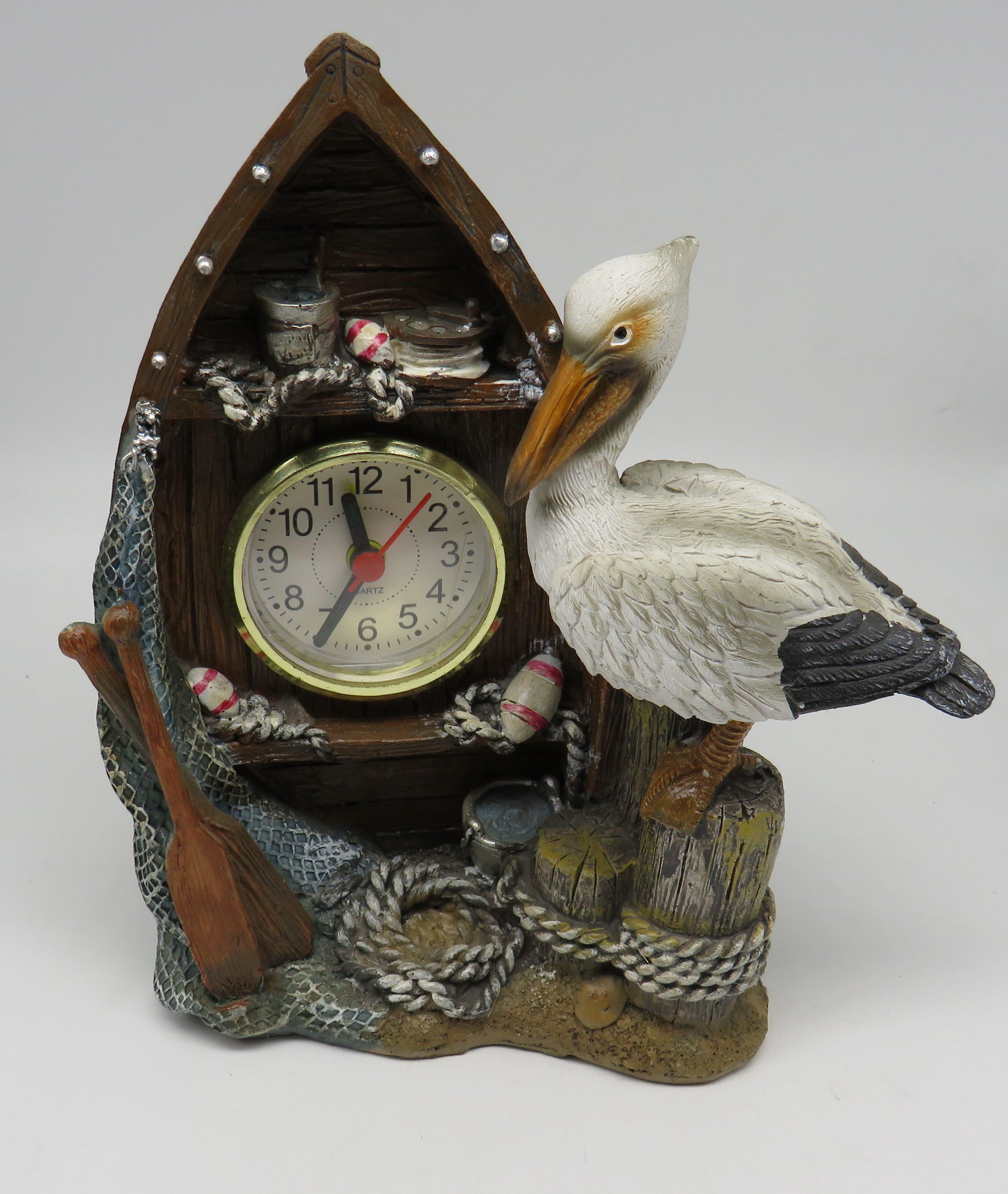 Nautical Clock Pelican in Wooden Boat
