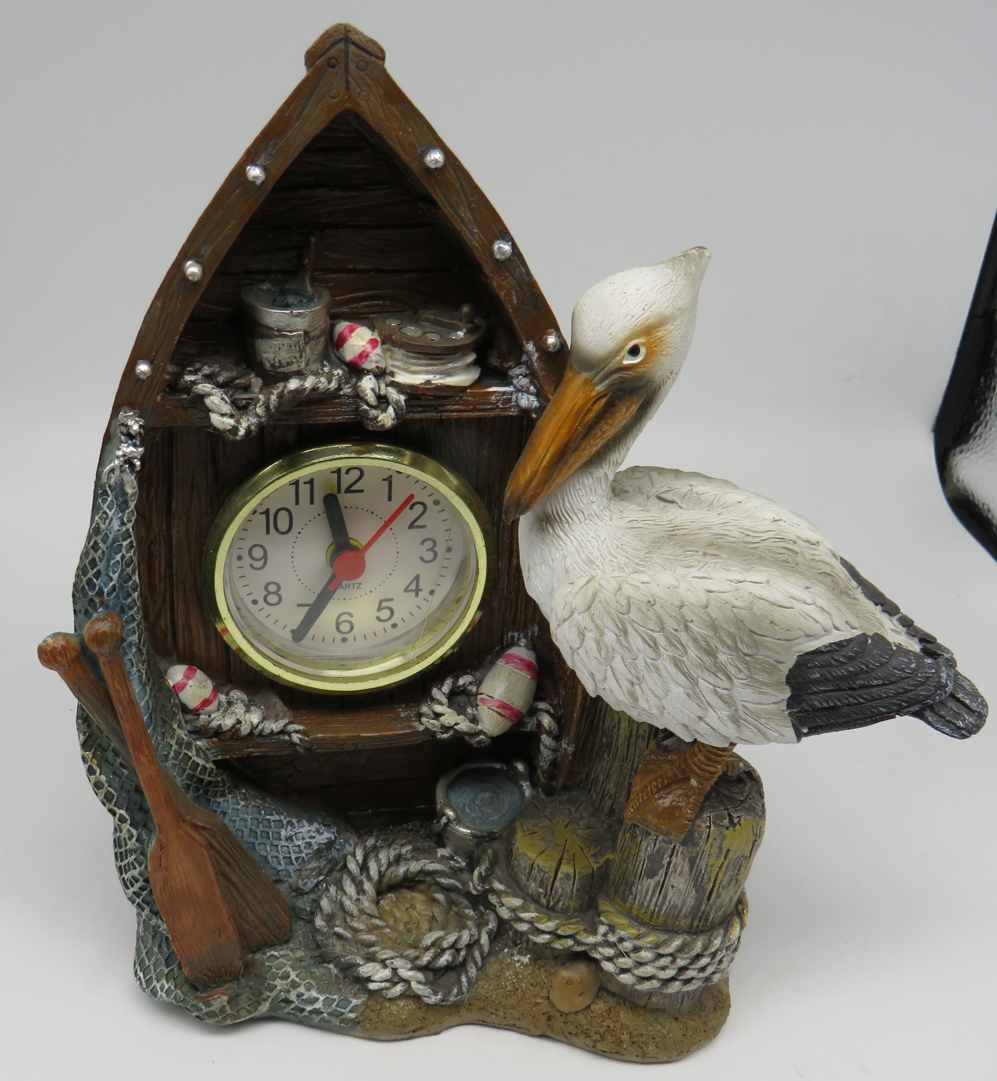 Nautical Clock Pelican in Wooden Boat