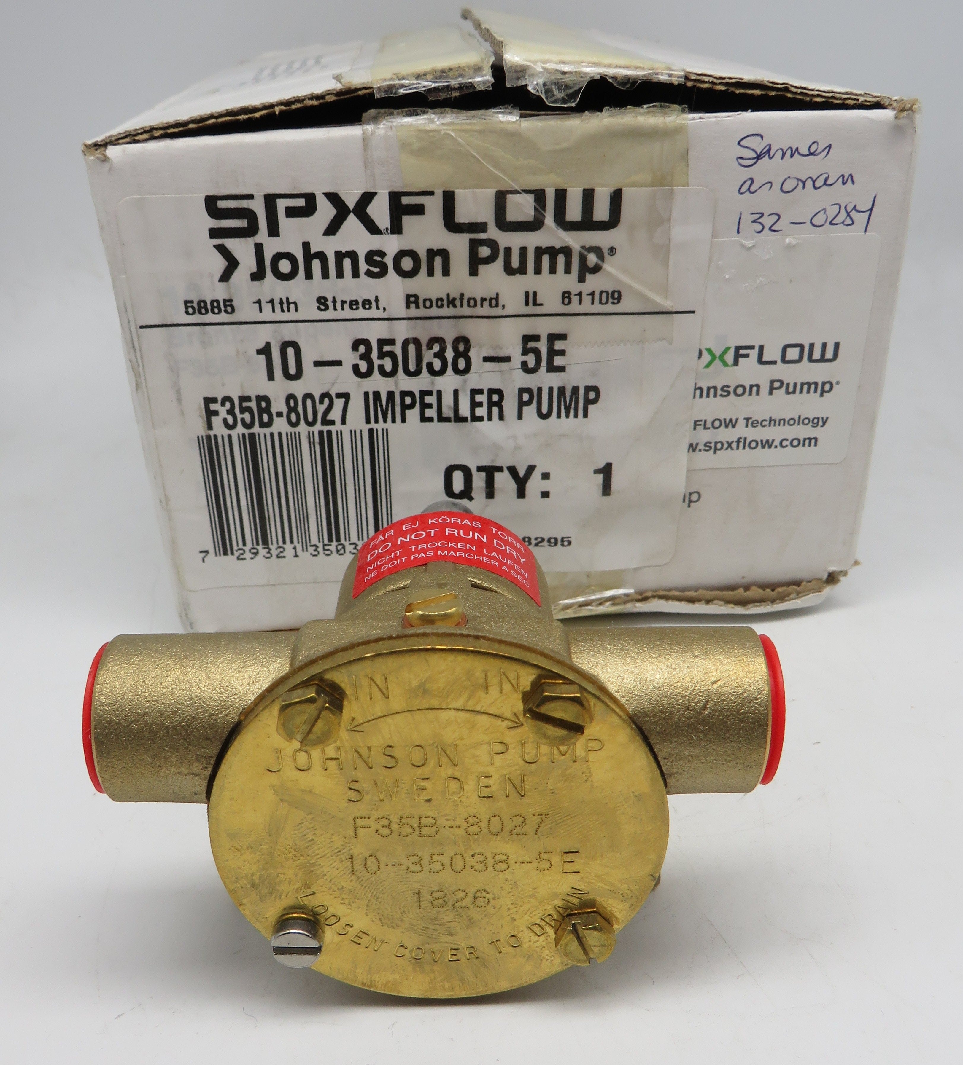 132-0284 Onan Johnson 10-35038-5E F35B-8027 Impeller Pump  3/5/2024 THIS PART IS IN STOCK 3/5/2024