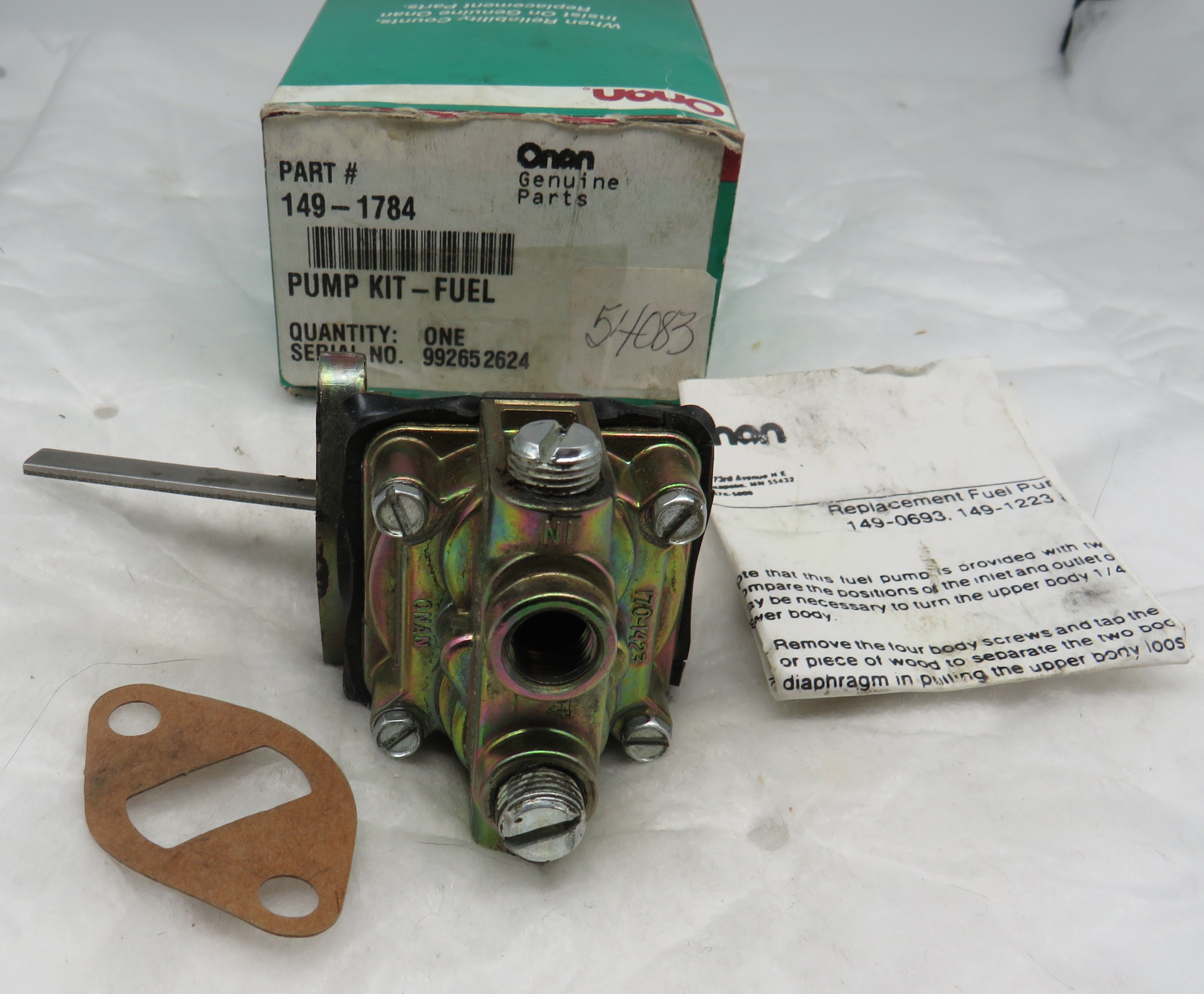 149-1784 Onan Fuel Pump Kit (OBSOLETE) 149-1791, 149-0693 for CCK Spec (R-V) Also, 149-1792, 149-1223, 149-1213 & 149-1393 