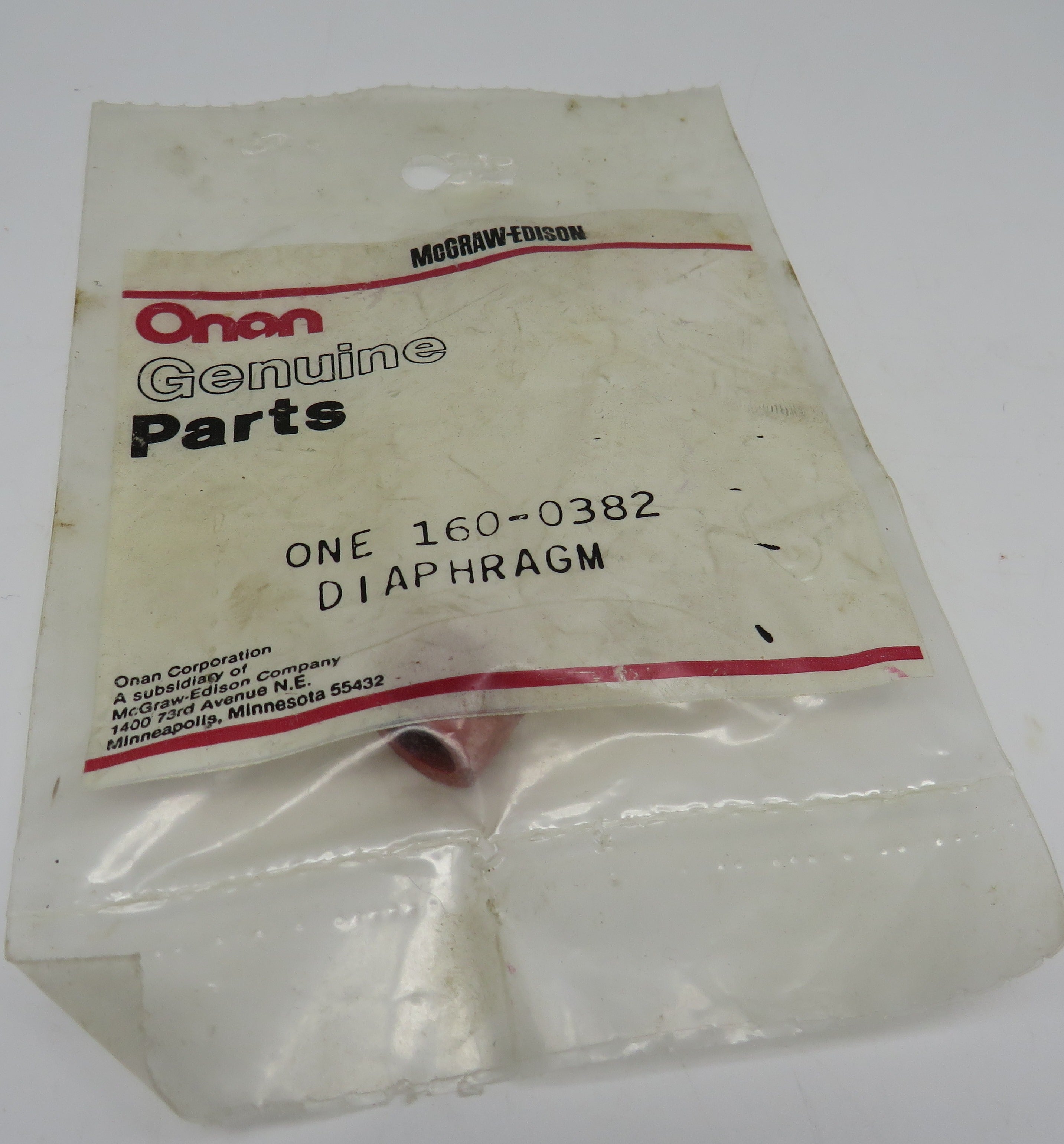160-0382 Onan Diaphragm-Plunger for MDJE (Spec AB-AF) OBSOLETE 2/6/2024 THIS PART IS IN STOCK