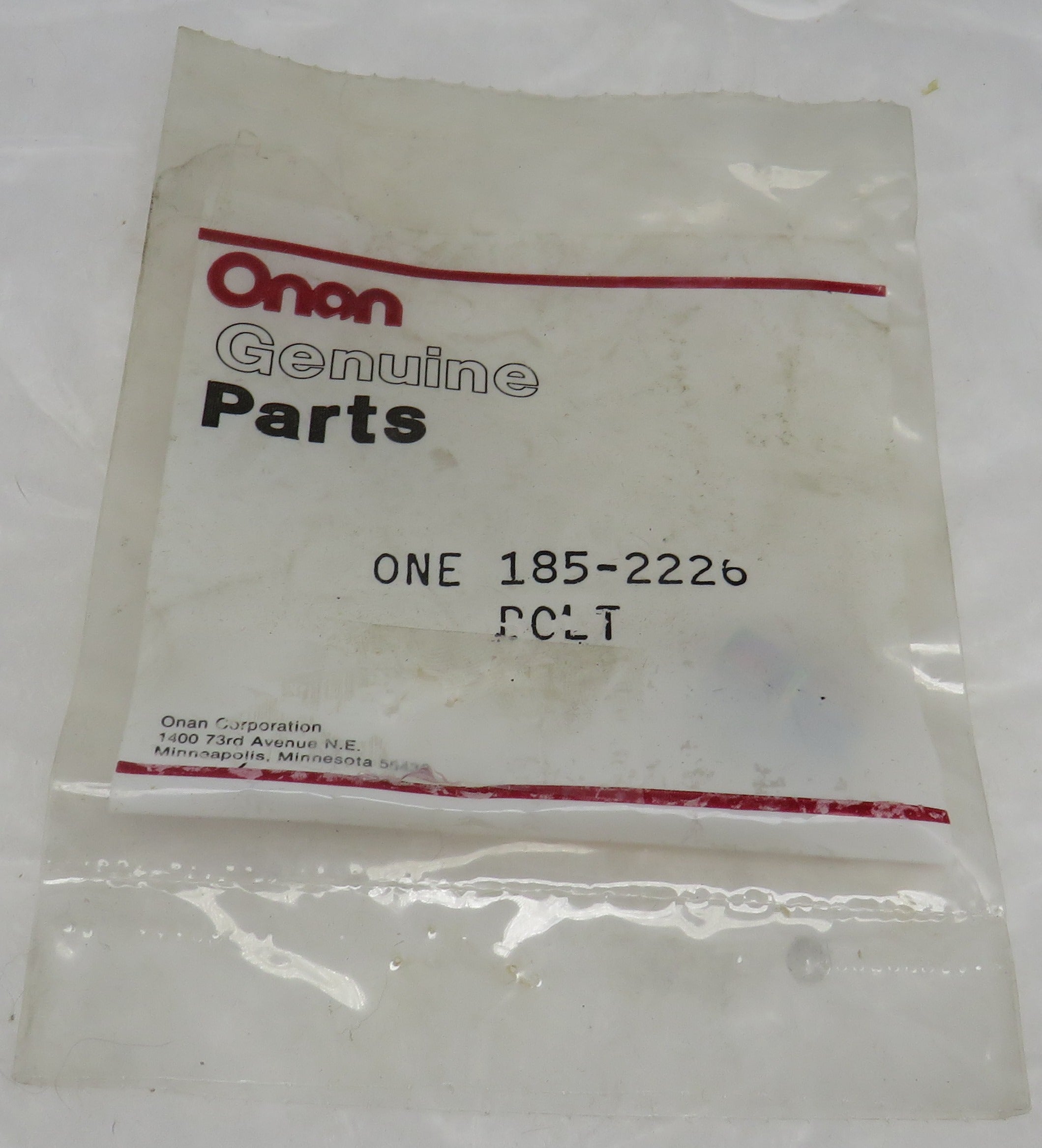 Onan 185-2226 Bolt-Oil Pan 2/12/2024 THIS PART IS IN STOCK 2/12/2024