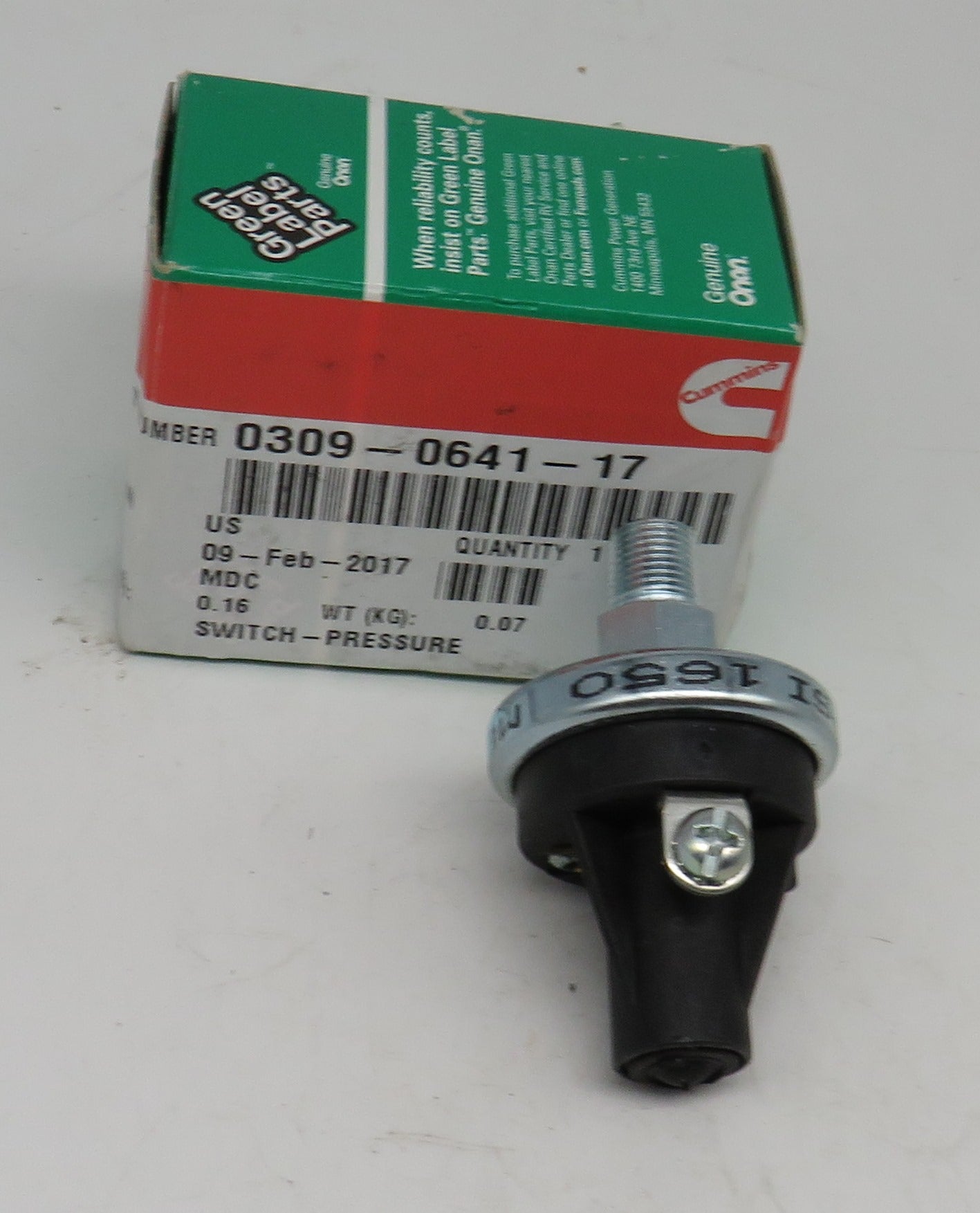 309-0641-17 Onan Low Oil Pressure Switch Rated at 5 Psi (Replaces 309-0104)  For MDL3, MDL4, MDL6 (Spec A) 