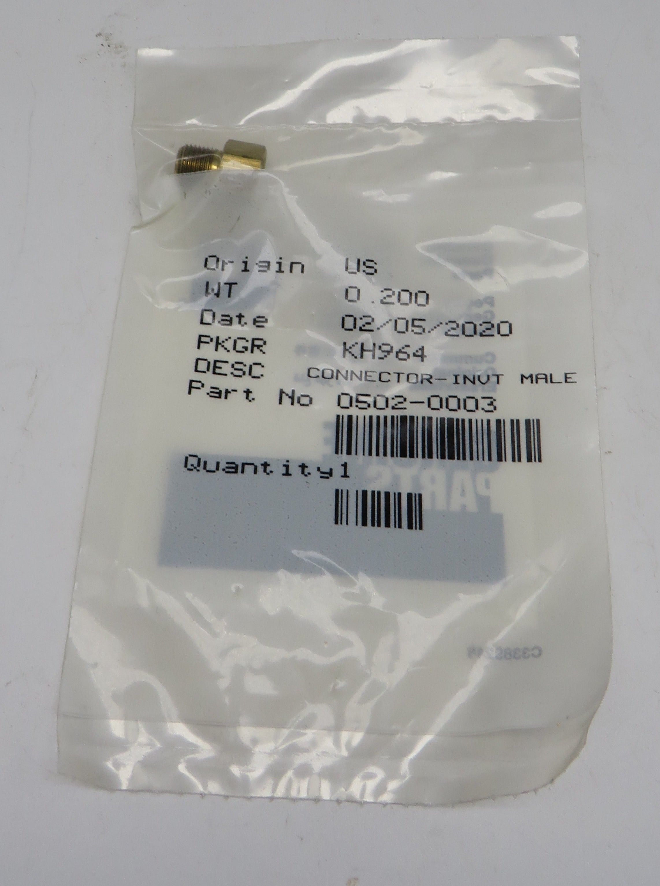 502-0003 Onan Brass Connector Inverter Male 3/21/2024 THIS PART IS IN STOCK 3/21/2024
