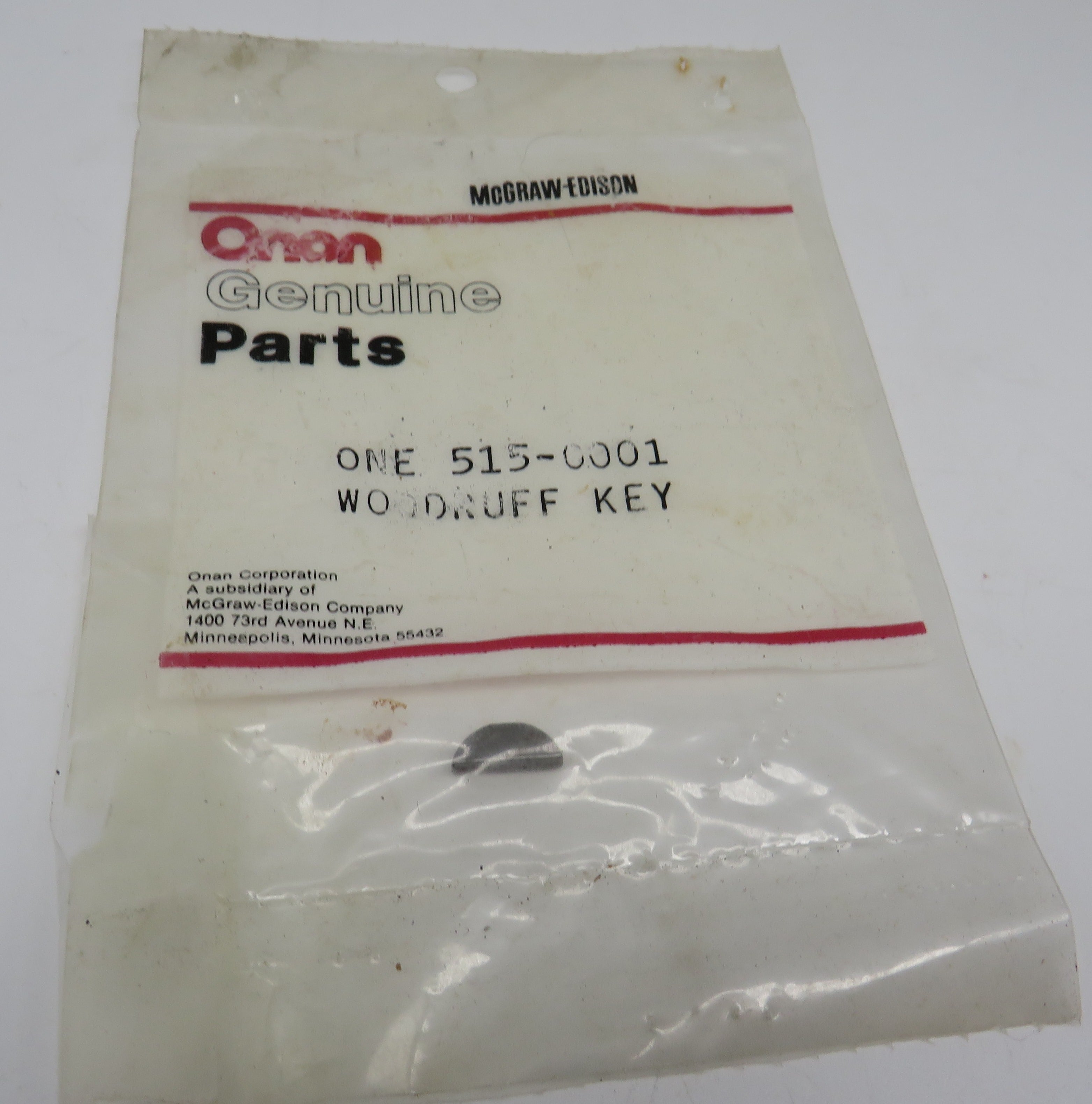 515-0001 Onan Key Woodruff For MDJE 6.0 & 7.5 kW (Spec AB-AF) 3/22/2024 THIS PART IS IN STOCK 3/22/2024