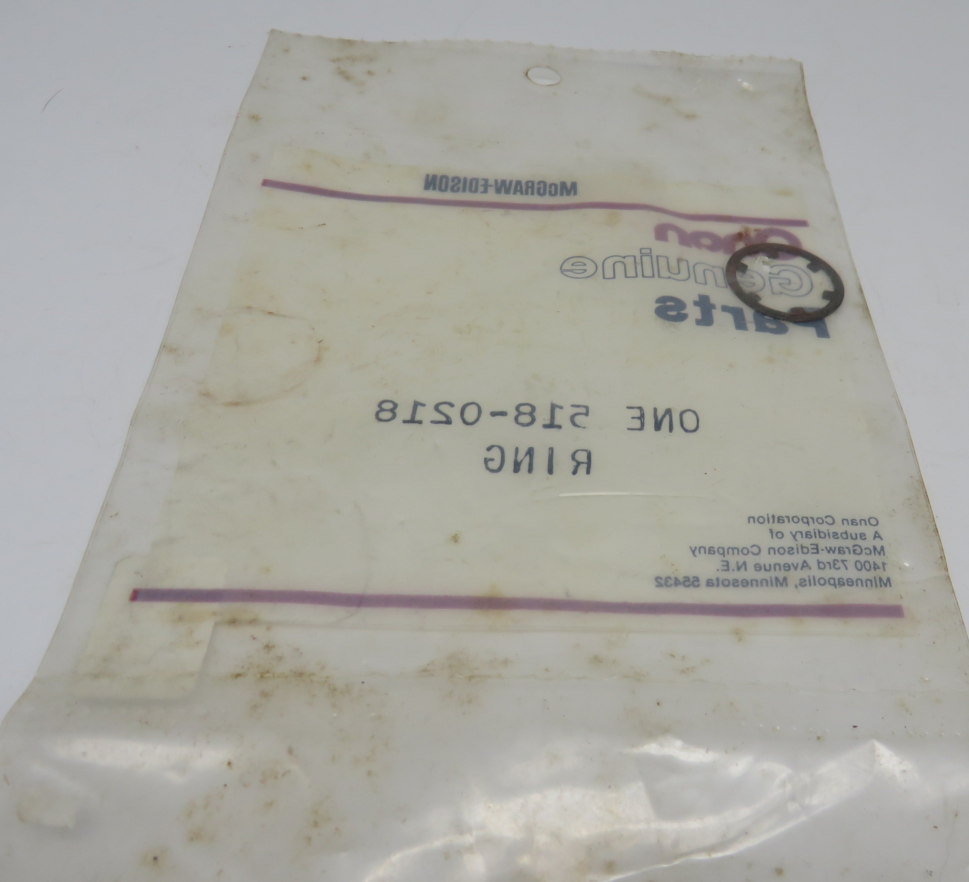 518-0218 Onan Ring External Ring OBSOLETE 3/22/2024 THIS PART IS IN STOCK 3/22/2024