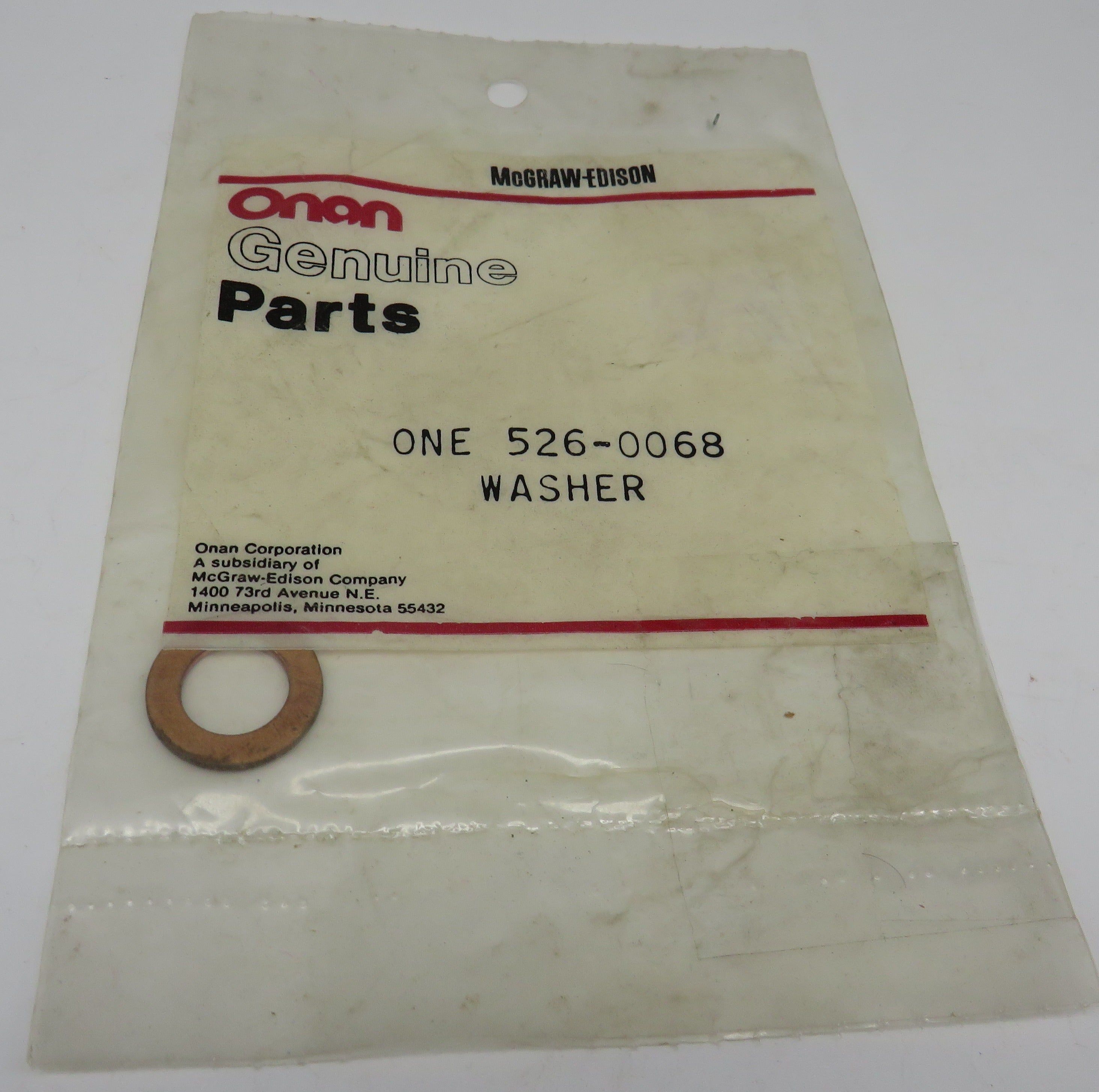 526-0068 Onan Primary Fuel Filter Washer For MDJE Generator (Spec AB-AF) 29/64” ID x 3/4” OD X 1/16” Thick) 