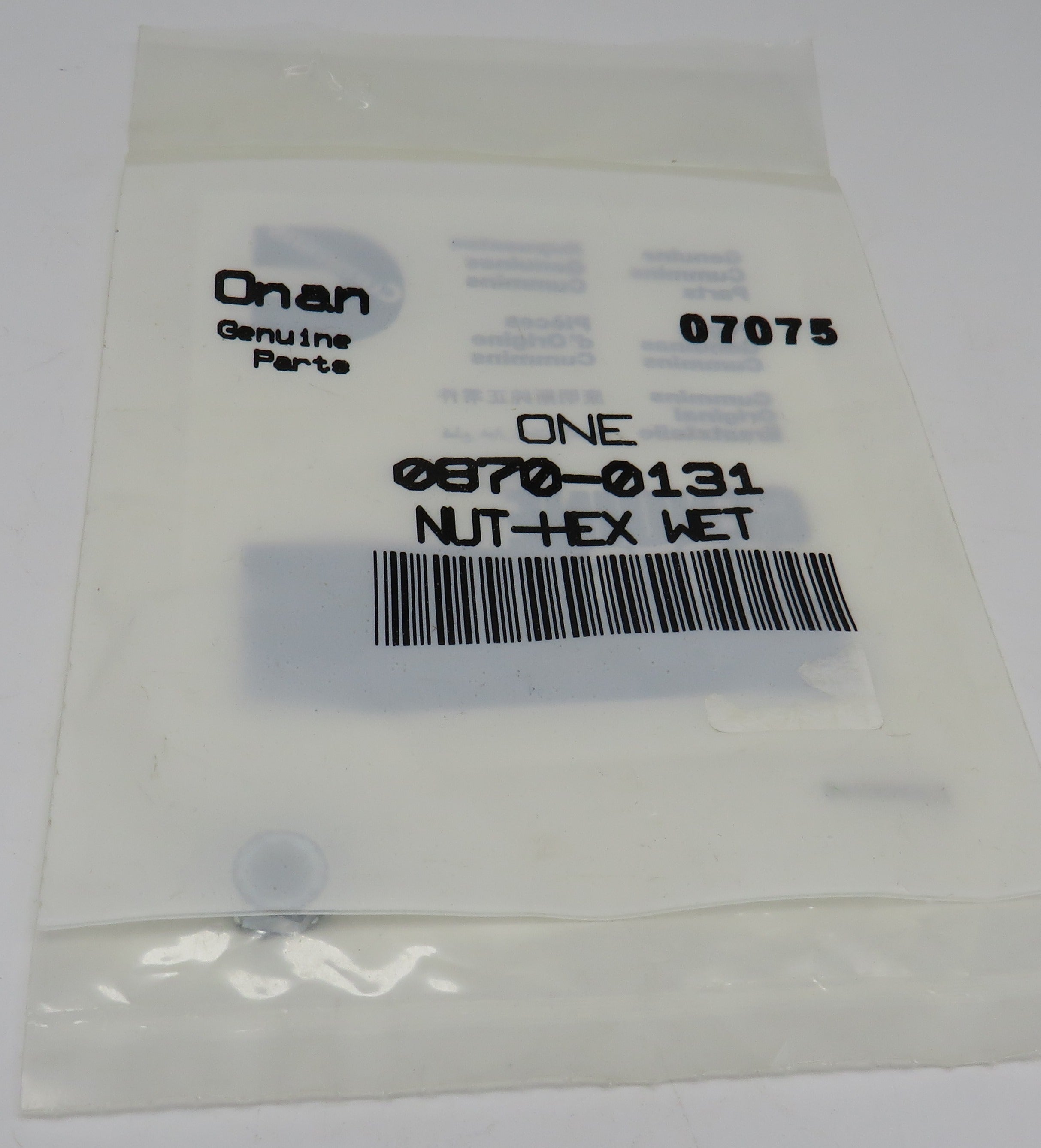 870-0131 Onan Nut-Hex WET For 6.0 & 7.5 MDJE (Spec AB-AF) 