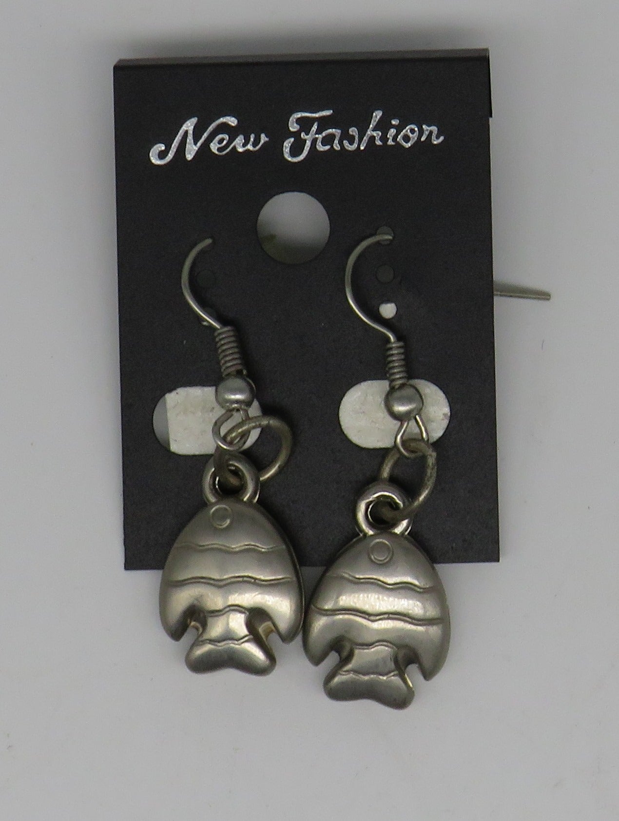 Silver Fish Dangle Wire Earrings Medium Sunfish