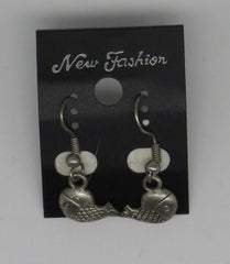 Silver Fish Dangle Wire Earrings Mini Fish Style 2
