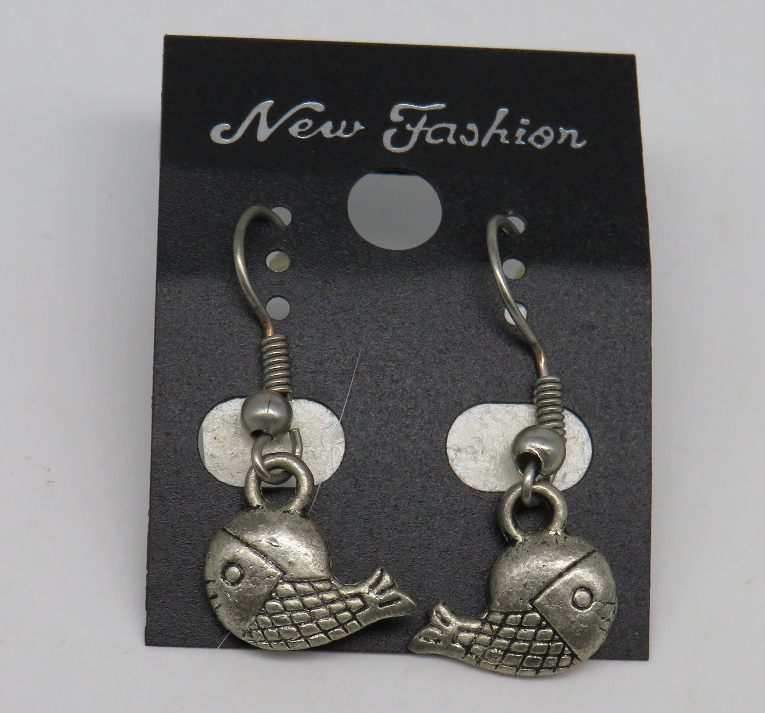Silver Fish Dangle Wire Earrings Mini Fish Style 2