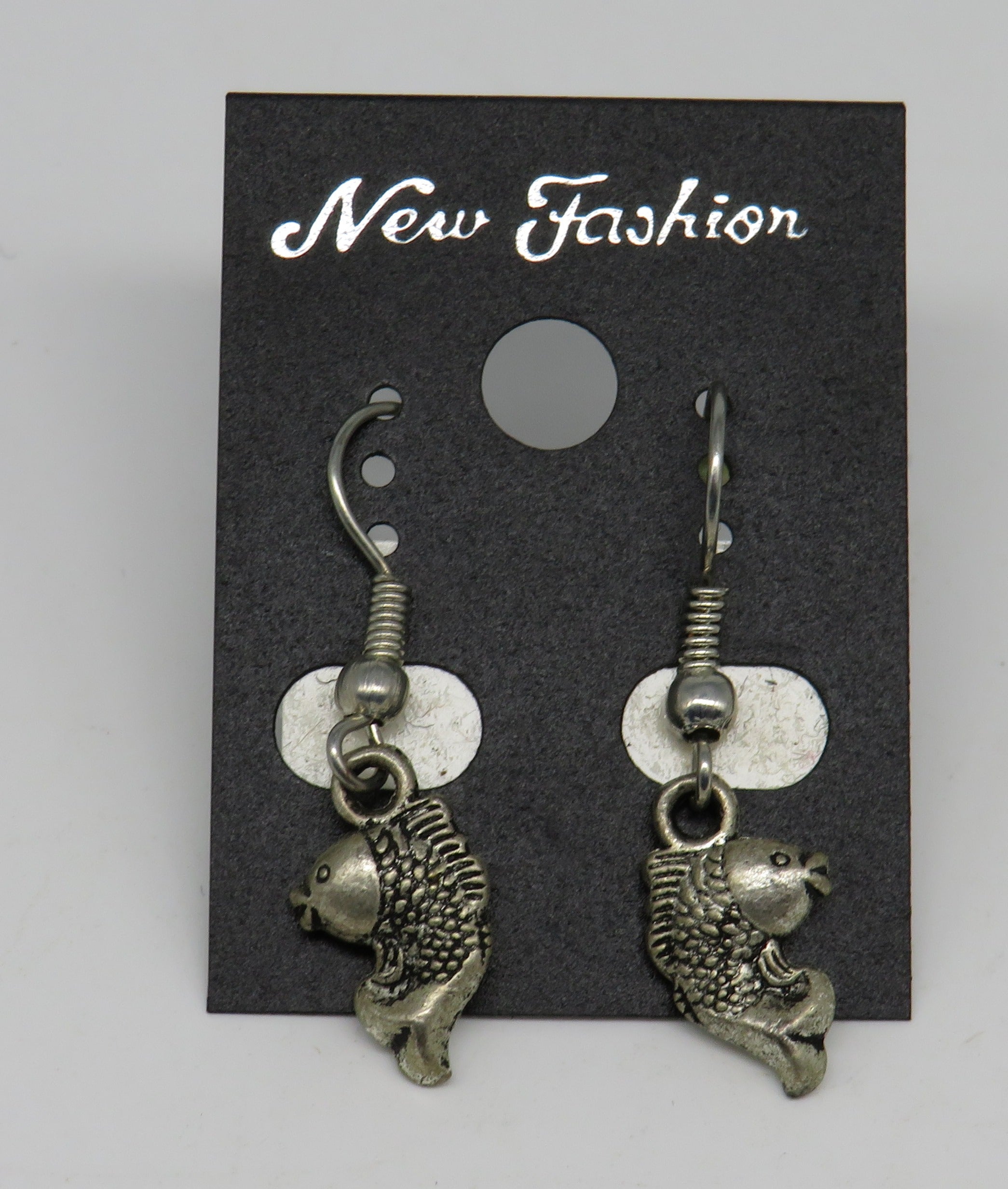 Silver Fish Dangle Wire Earrings Mini Fish Style 3
