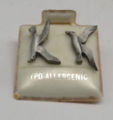 Pewter Seagulls Hypo-Allergenic Pierced Post Earrings Nautical Theme