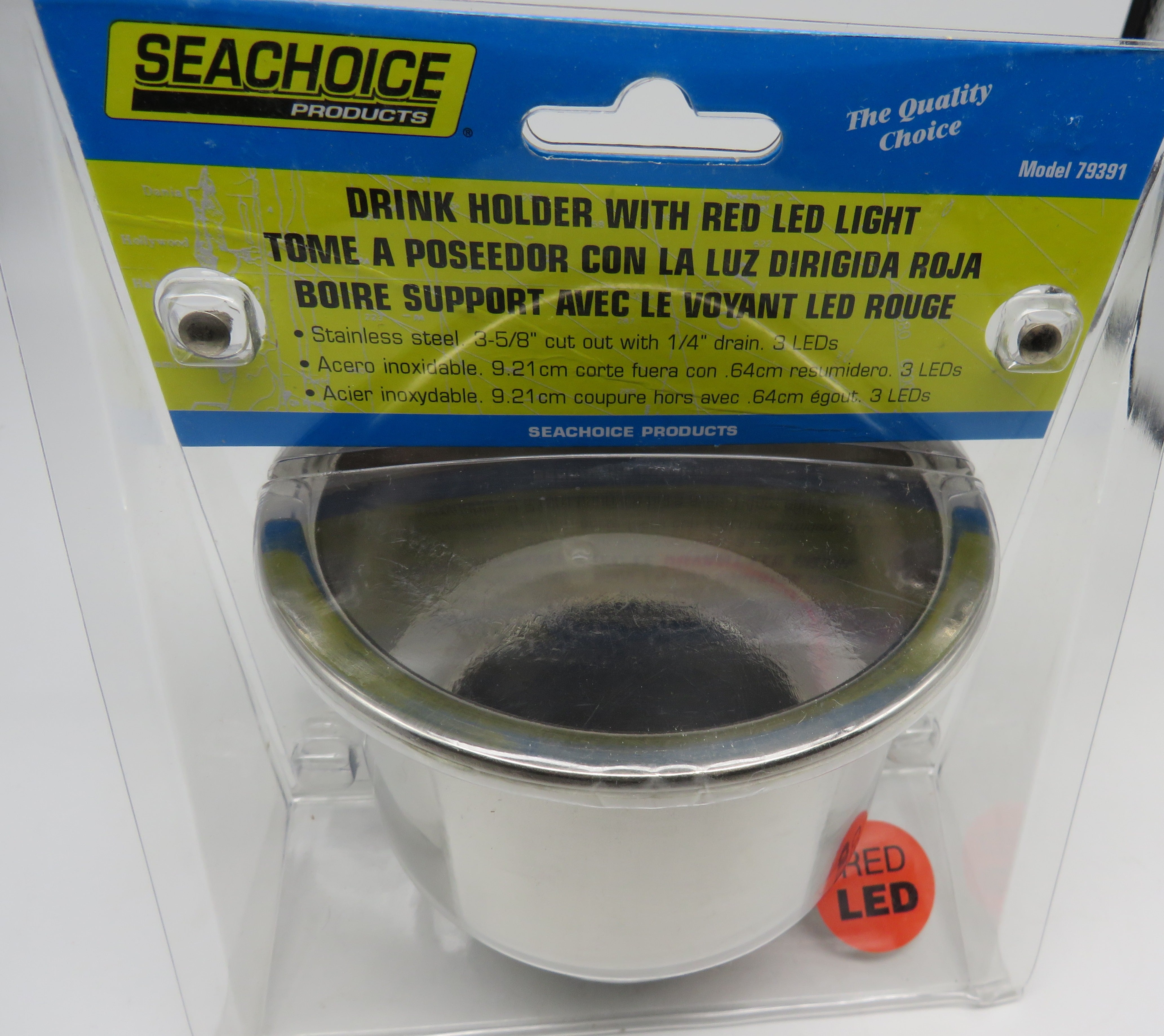 Seachoice Drink Holder With RED LED Light Model 79391