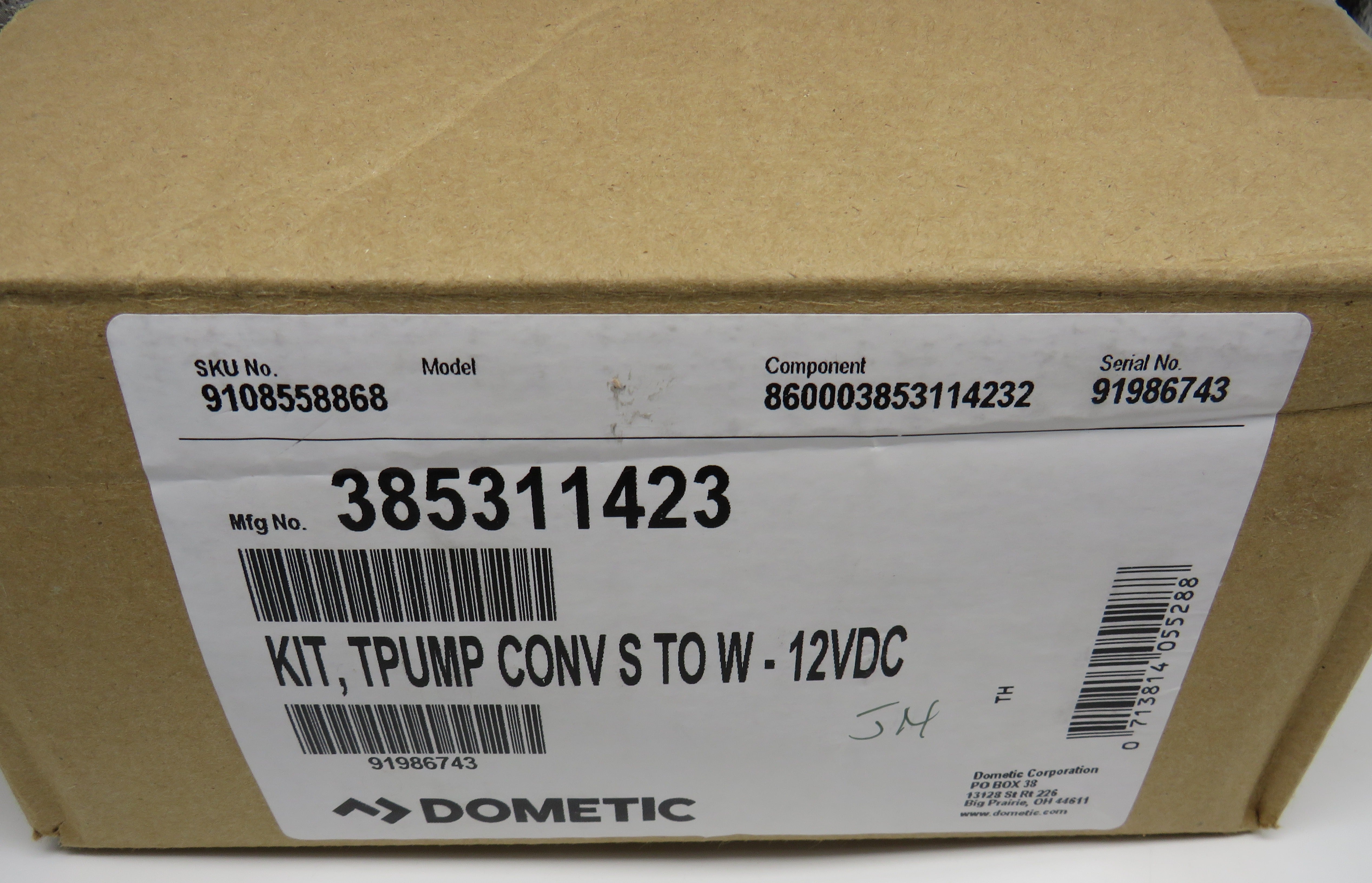 385311423 Sealand Dometic (Replaces 385310245) Kit, T Pump Conv S to W S/T pump 12VDC