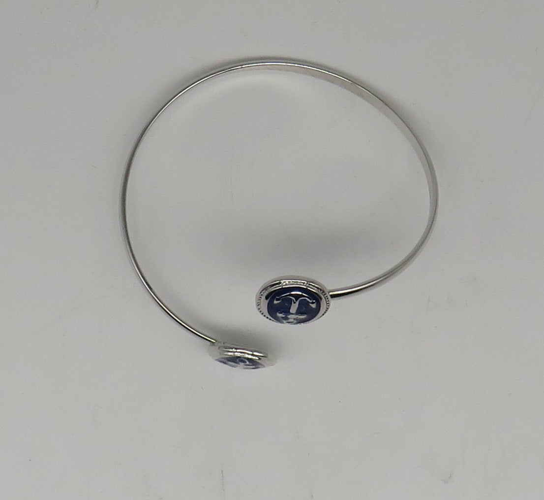 Anchor inlay Layered Silver Twist Bracelet
