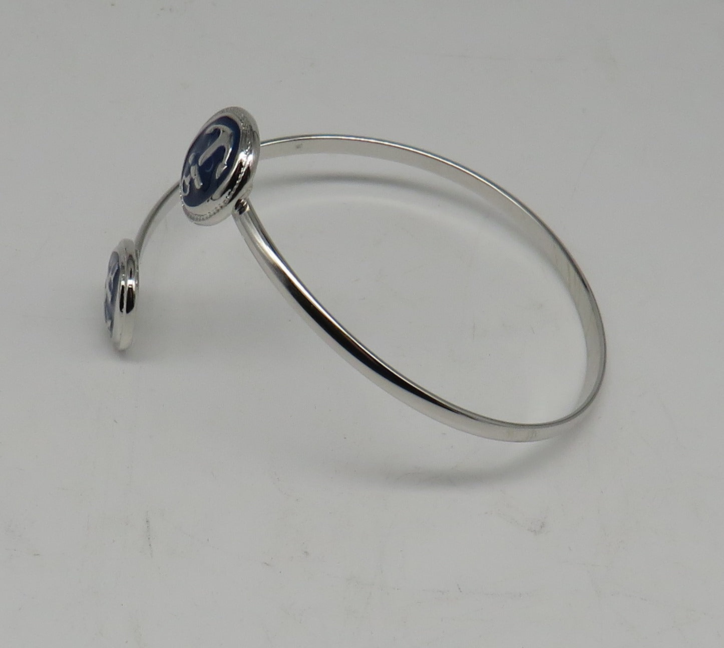 Anchor inlay Layered Silver Twist Bracelet