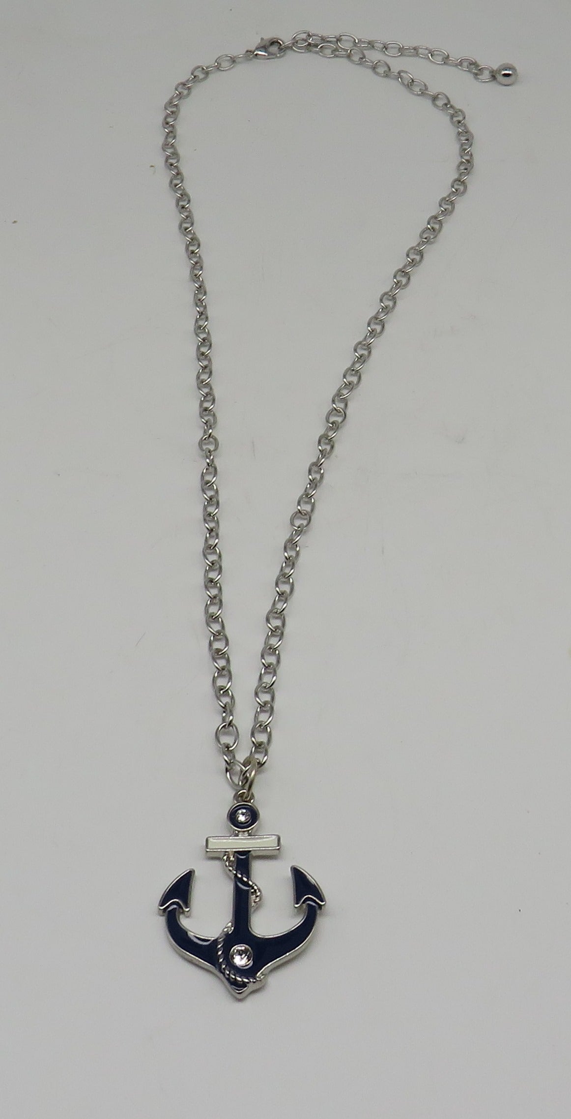Swarovski Crystals Anchor Necklace Layered Sterling Silver