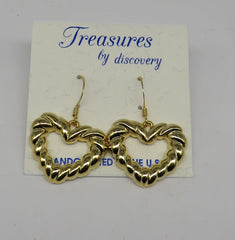 Open Heart Drop Earrings (Medium) Layered 24 Karat Gold