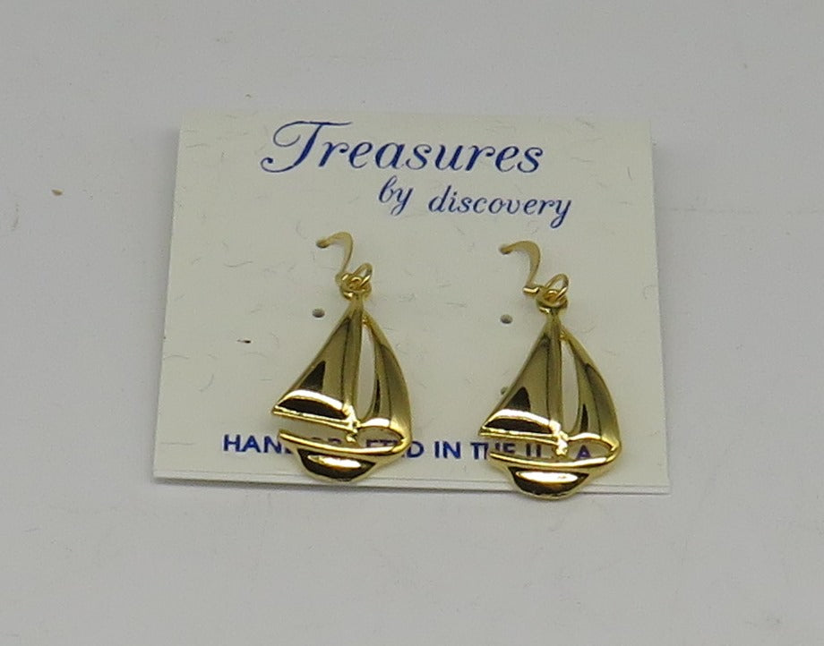 Sailboat Drop Earrings-Layered 24 Karat Gold