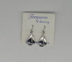 Sailboat Drop Earrings Layered Sterling Silver