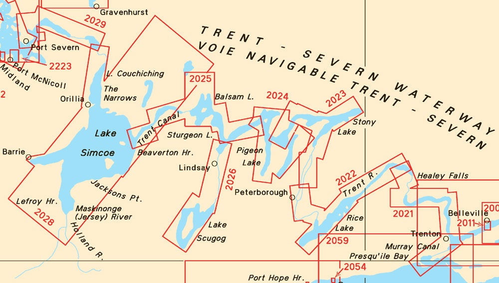Trent-Severn Waterway Canadian SET of Charts 2021, 2022, 2023, 2024, 2025, 2028 & 2029