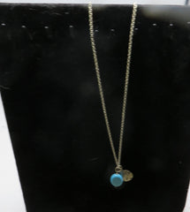 Turquoise Sand Dollar Charm Necklace (Sterling Silver)