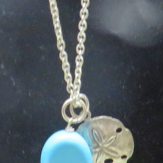 Turquoise Sand Dollar Charm Necklace (Sterling Silver)