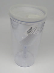 Vino2Go Wine Glass Tumbler With Lids CLEAR/WHITE Acrylic Insulated (For the Boat)