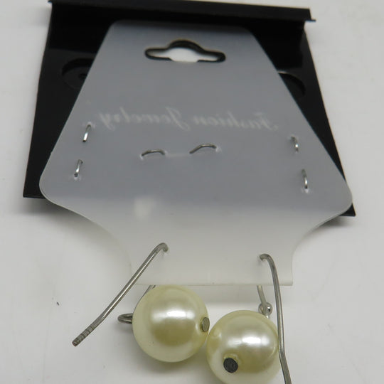 White Pearl Wire Dangle Earrings