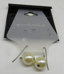 White Pearl Wire Dangle Earrings