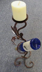 Metal Olive Branch Candle & Wine Bottle Holder